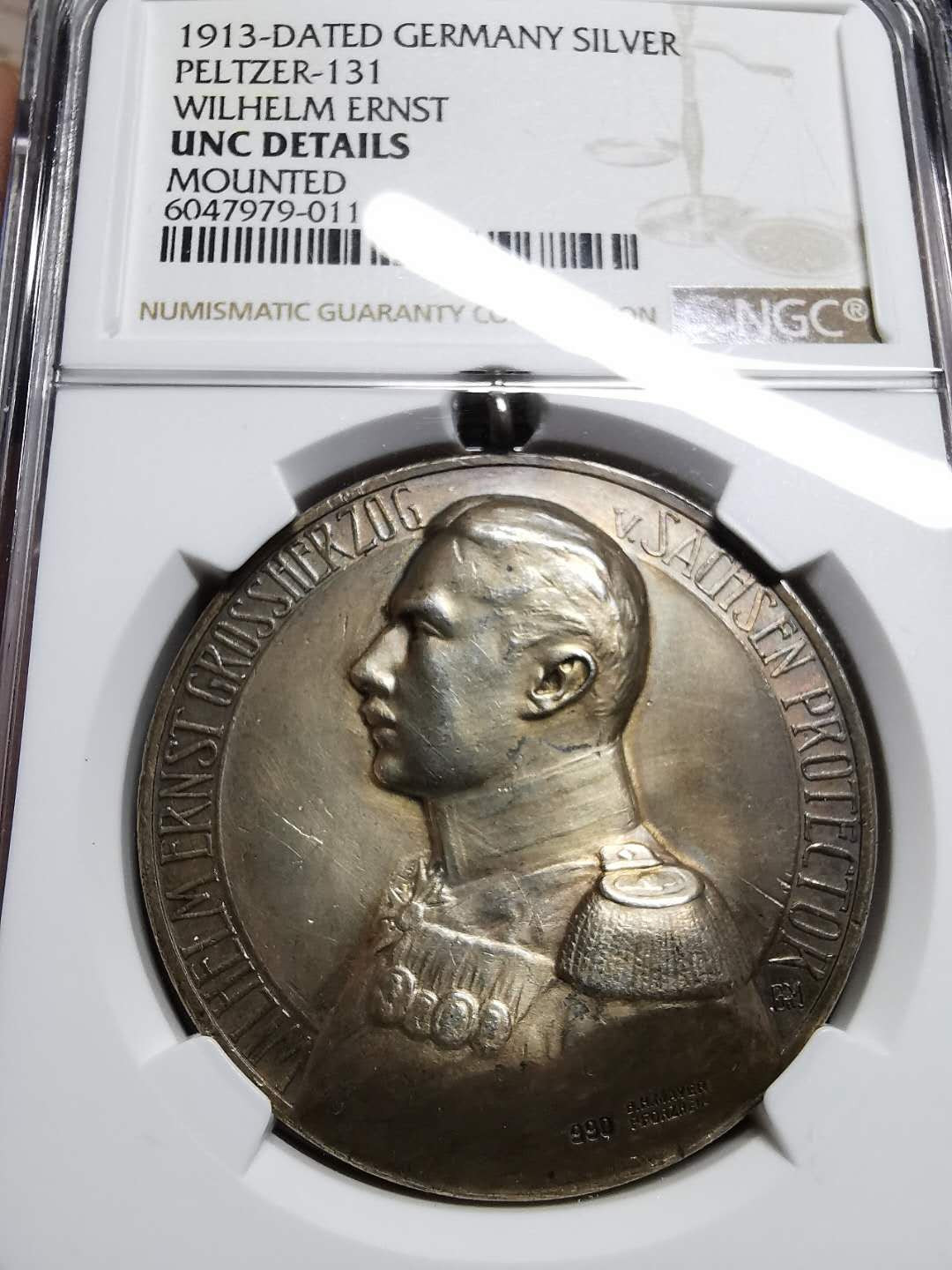 凡希社世界钱币微拍第一百四十二期 1913图林根射击节景观大银章40mm 26.15g