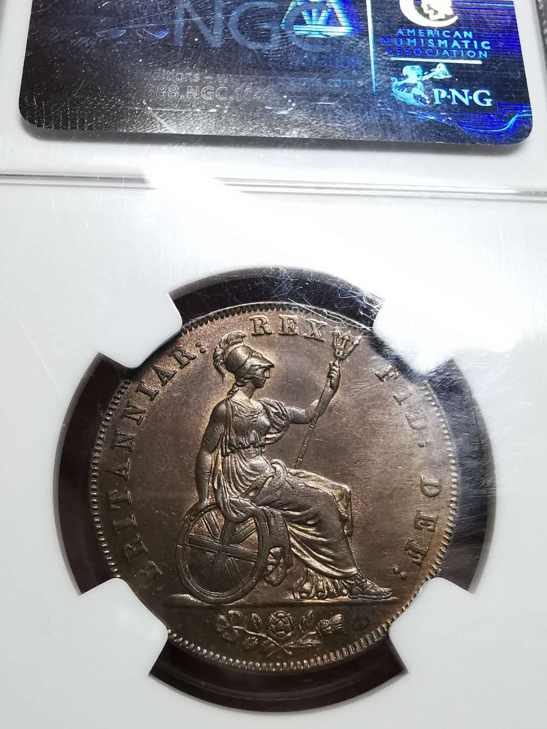 凡希社世界钱币微拍第一百四十二期 1827英国乔四1/2便士NGC-MS61