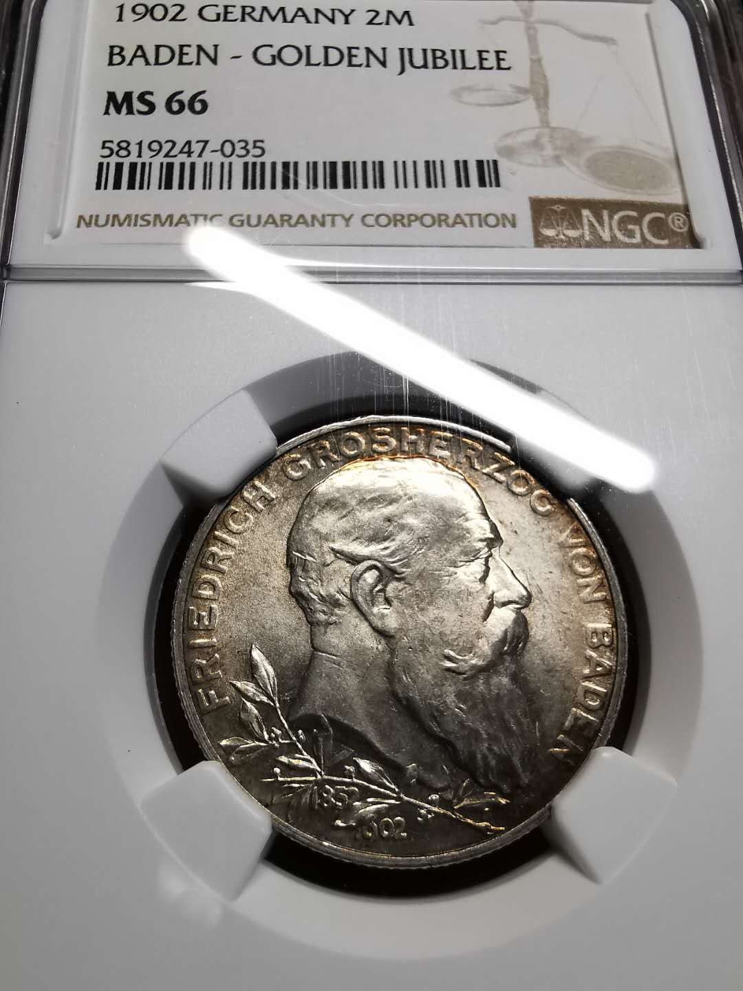 凡希社世界钱币微拍第一百四十二期 德国巴登2马克一对NGC-MS66顶级品！