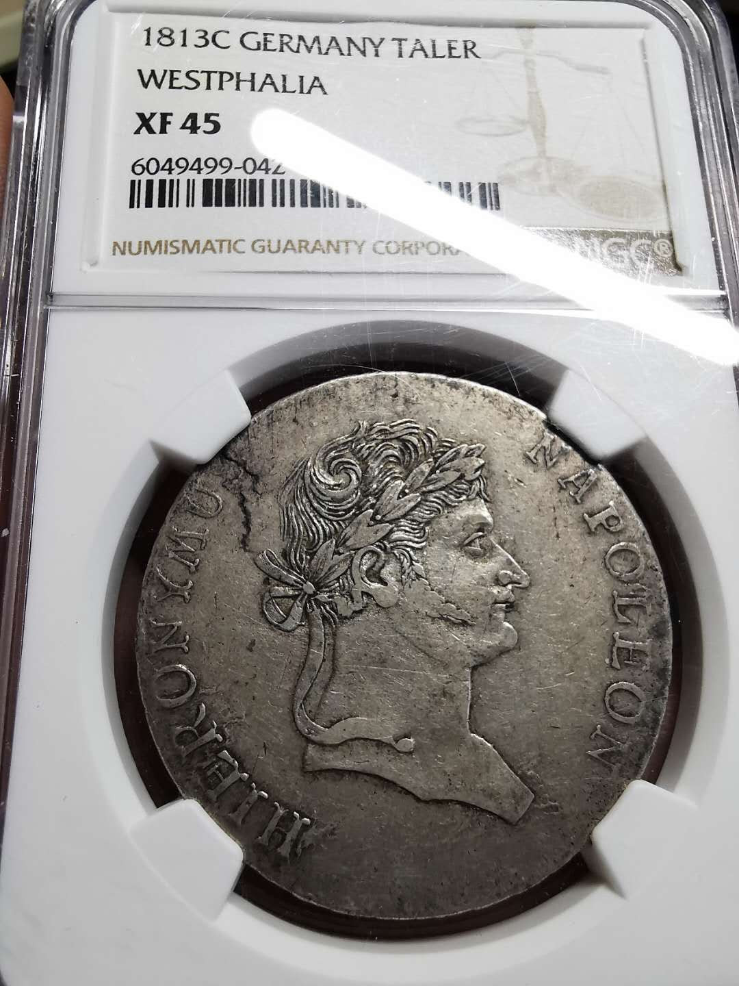 凡希社世界钱币微拍第一百四十二期 1813威斯特伐利亚热罗姆拿破仑泰勒大银NGC-XF45