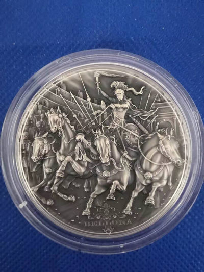 【随心拍&Getcoins】钱币拍卖第七十八期～ 纽埃2018年古罗马众神战争女神贝罗纳2盎司 高浮雕仿古纪念银币