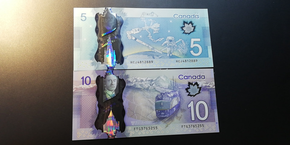 【YSculture】世界纸币 精选拍卖.第12期--各国钱币 全新   加拿大 5元 /10元  塑料钞 2013年  1组2张