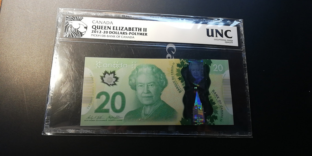 【YSculture】世界纸币 精选拍卖.第12期--各国钱币 全新   加拿大 20元  塑料钞 2012年  女王头像 