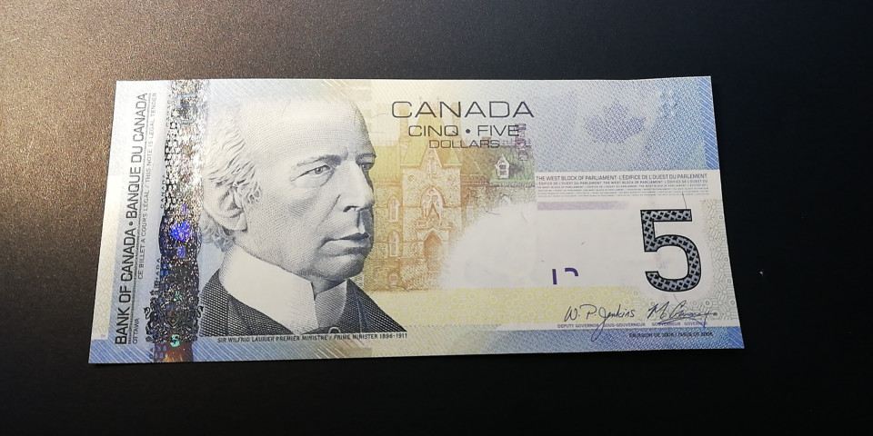 【YSculture】世界纸币 精选拍卖.第12期--各国钱币 全新   加拿大 5元 曲棍球  豹子号 