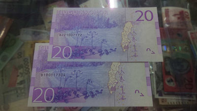 【囧羊收藏】精选微拍第八场 世界钱币共舞 2017年瑞典20克朗 两张如图为一件一起拍 全新绝品少见品种