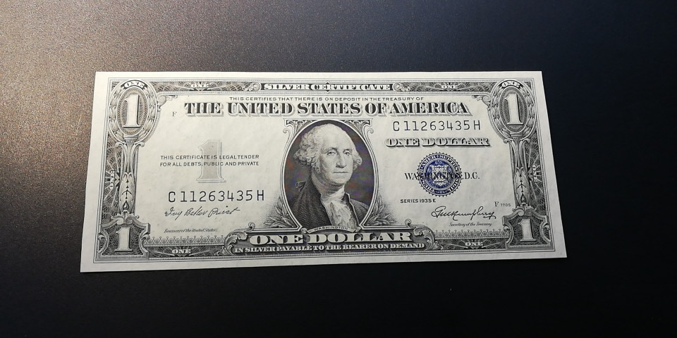 【YSculture】世界纸币 精选拍卖.第12期--各国钱币 全新 unc  美国 1元 小头1935年 蓝库印