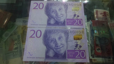 【囧羊收藏】精选微拍第八场 世界钱币共舞 2017年瑞典20克朗 两张如图为一件一起拍 全新绝品少见品种