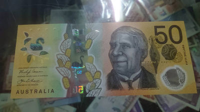【囧羊收藏】精选微拍第八场 世界钱币共舞 2018年澳大利亚50元塑料钞 错钞 全新UNC绝品塑料窗口完美无划痕难得 无4号码