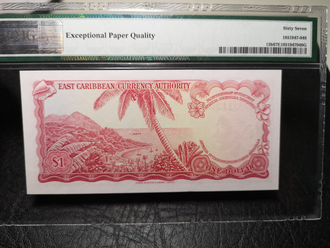 《外钞收藏家》第九十三期拍卖 1965年东加勒比1刀 PMG67 高分女王