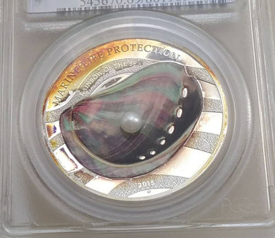 【随心拍&Getcoins】钱币拍卖第七十八期～ 帕劳PCGS帕劳2015年海底宝藏珍珠镶嵌银币