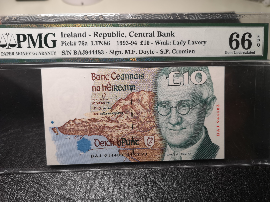 《外钞收藏家》第九十三期拍卖 爱尔兰末版10镑 PMG66