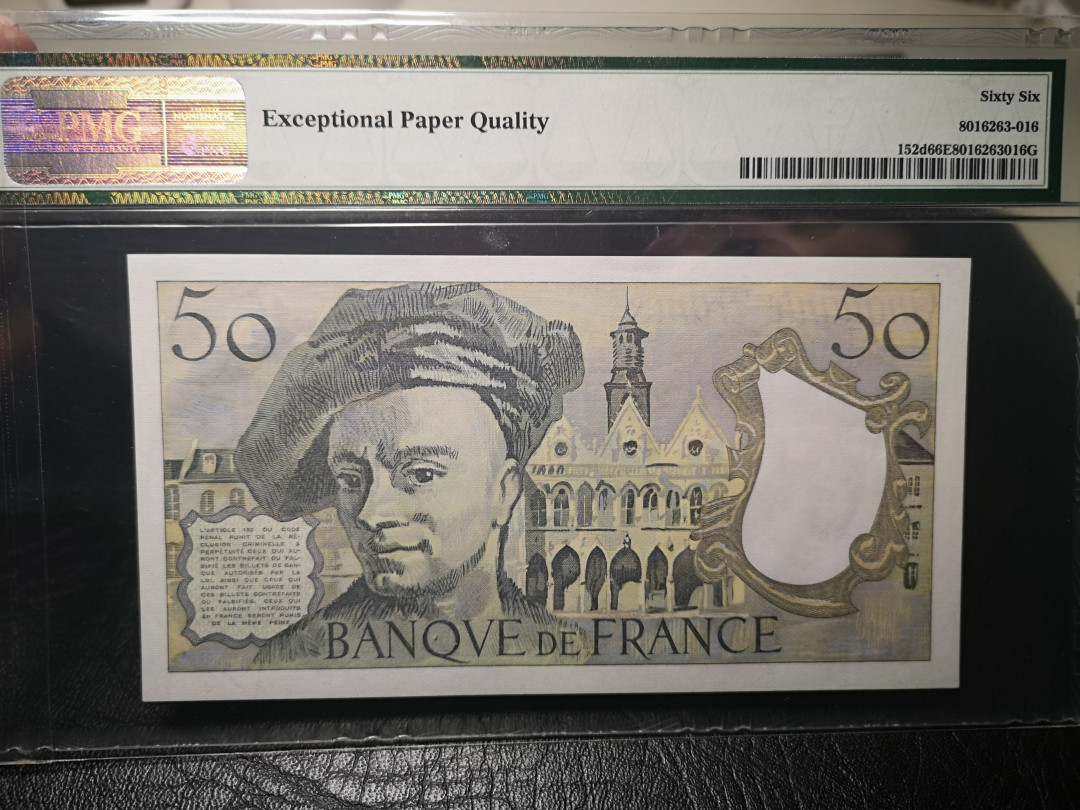 《外钞收藏家》第九十三期拍卖 1988-89年法国50法郎  PMG66