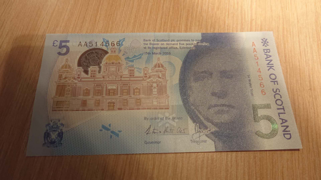 【囧羊收藏】精选微拍第八场 世界钱币共舞 2016年苏格兰5镑 首发AA冠 全新绝品