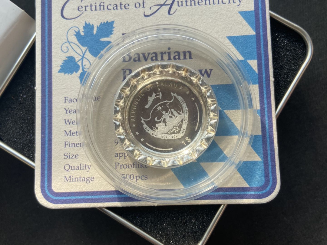 【币观天下】第131期钱币拍卖～ 【帕劳】帕劳啤酒盖银币～