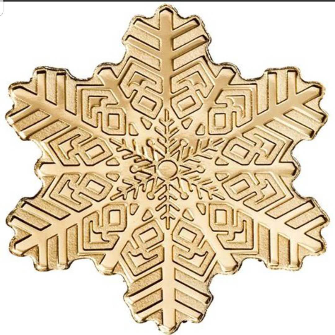 【币观天下】第131期钱币拍卖～ 库克圣诞雪花异形仿真小金币   9999金0.5克  