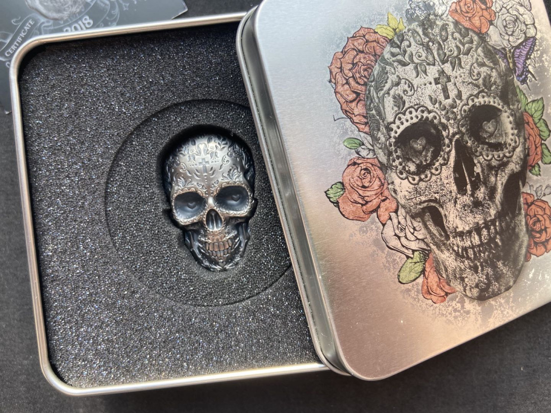 【币观天下】第131期钱币拍卖～ 【帕劳】2018年帕劳发行卡翠娜骷髅头5元异形仿古纪念银币