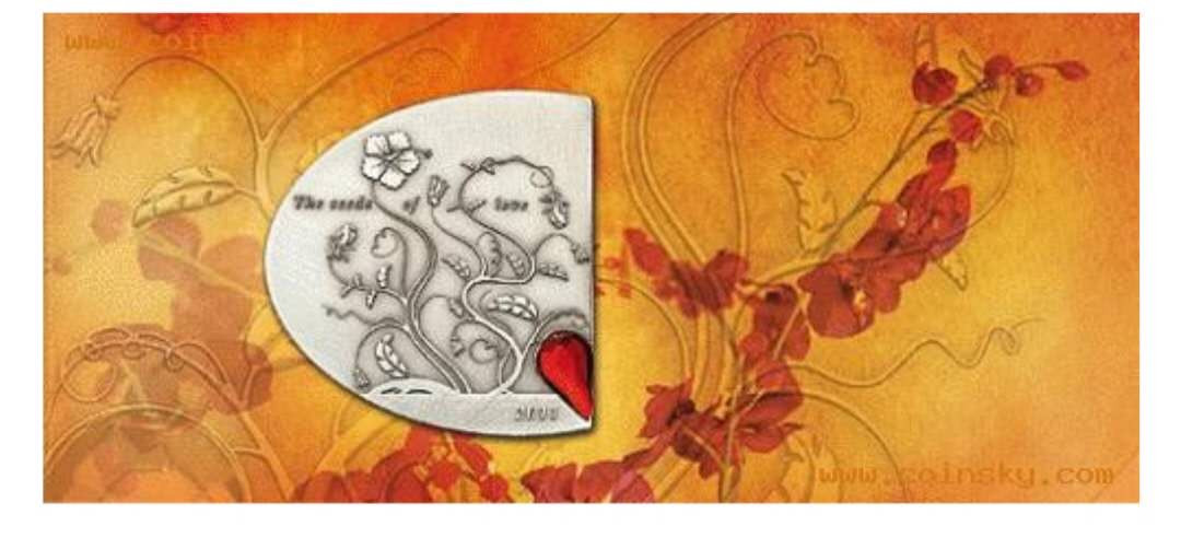 【币观天下】第131期钱币拍卖～ 库克2020年爱的种子柔情似水水晶镶嵌银币 999银1/2oz