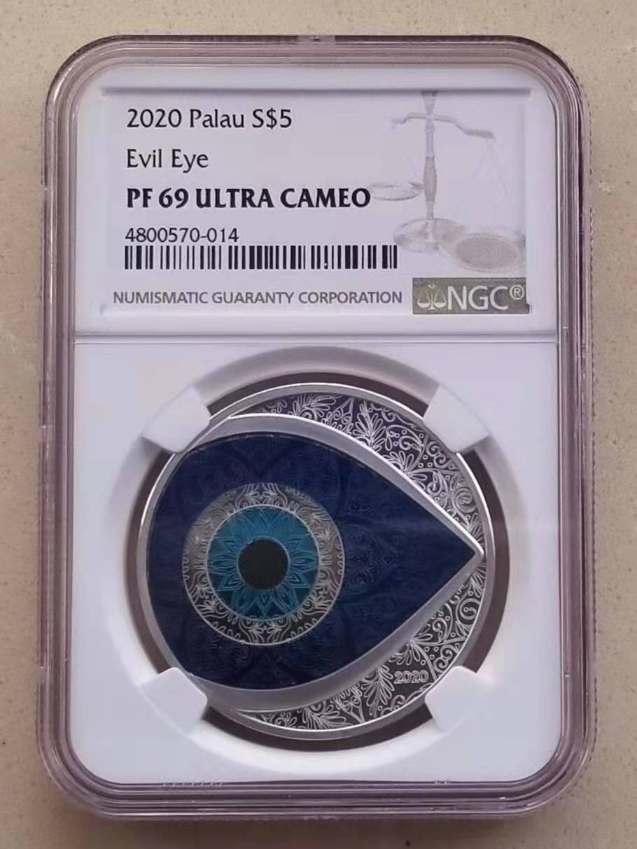 【币观天下】第131期钱币拍卖～ NGC帕劳2020年恶魔之眼彩色纪念银币 