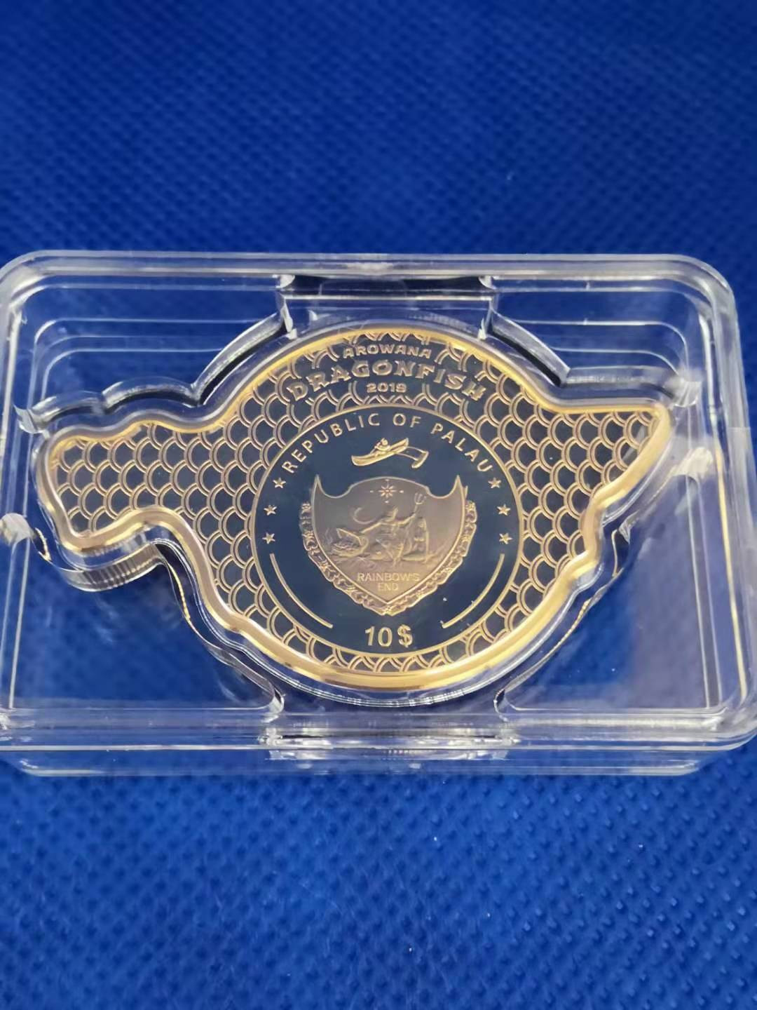 【随心拍&Getcoins】钱币拍卖第七十九期～ 帕劳2019年金龙鱼2盎司银币 高浮雕珐琅镀金工艺
