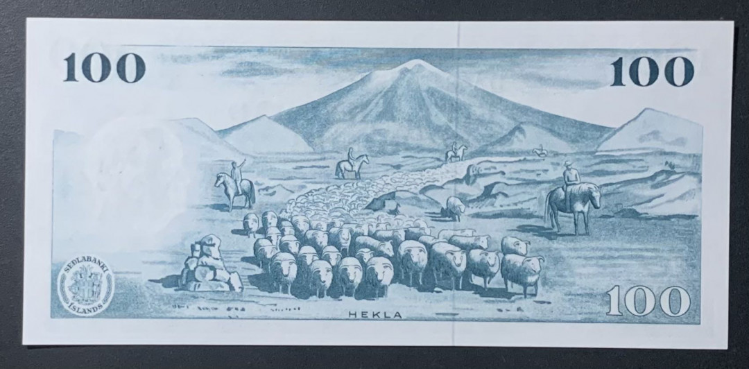 紫瑗钱币—微拍第122期—纸币场 冰岛 1961年 100克朗 （P-44） UNC 