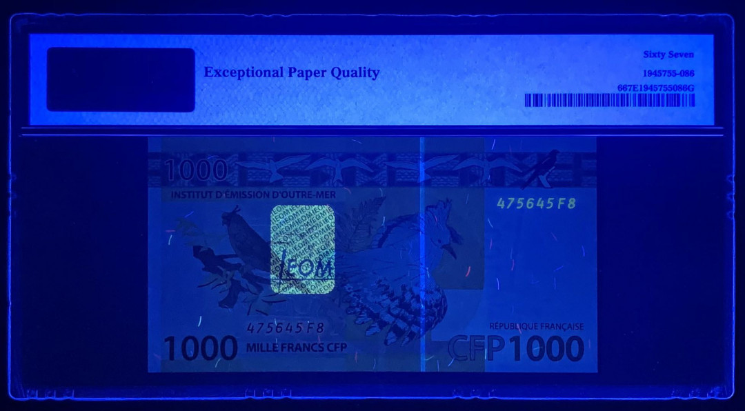 紫瑗钱币—微拍第122期—纸币场 法属太平洋 2014年 1000法郎 PMG 67 EPQ （P-6）
