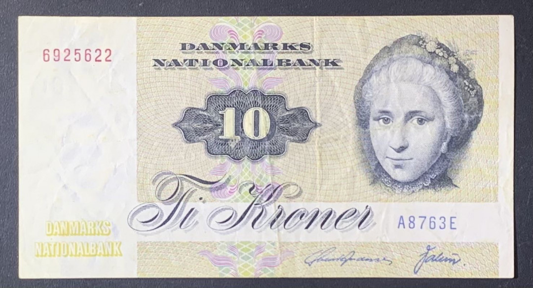 紫瑗钱币—微拍第122期—纸币场 丹麦 1972年 10克朗 （P-48h） 非全新