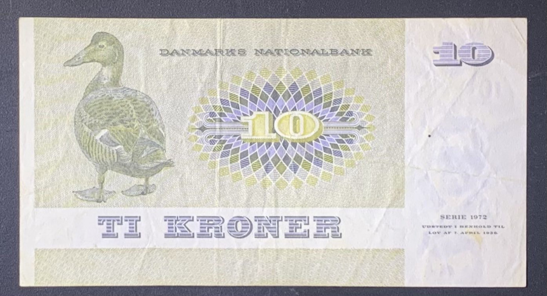 紫瑗钱币—微拍第122期—纸币场 丹麦 1972年 10克朗 （P-48h） 非全新
