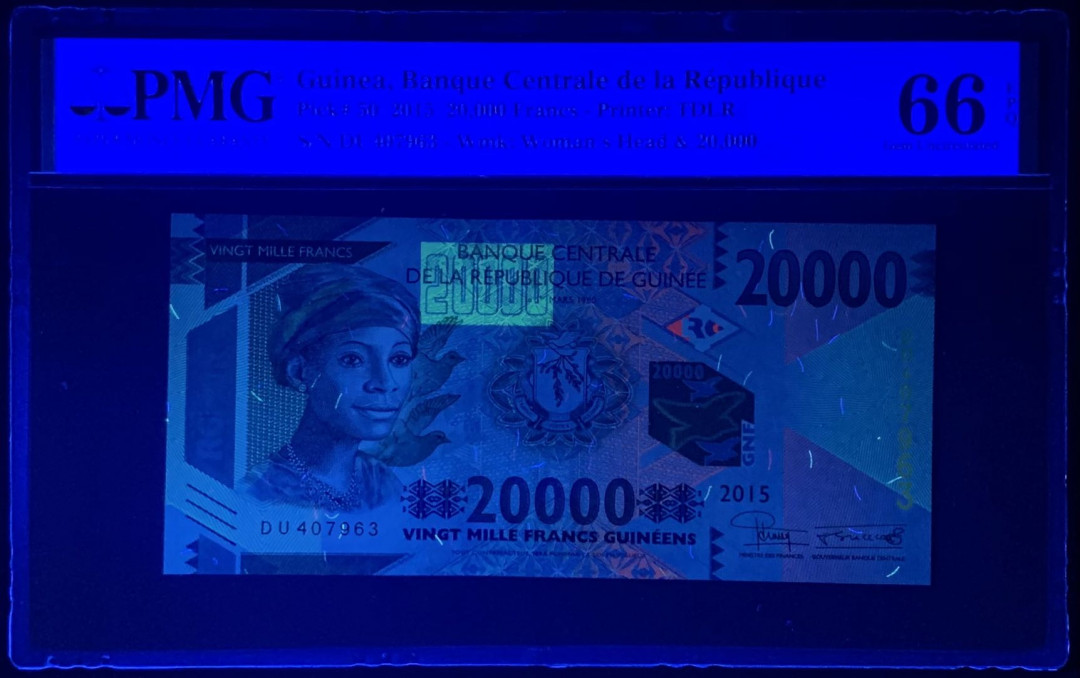 紫瑗钱币—微拍第122期—纸币场 几内亚 2015年 20000法郎 PMG 66 EPQ （P-50）