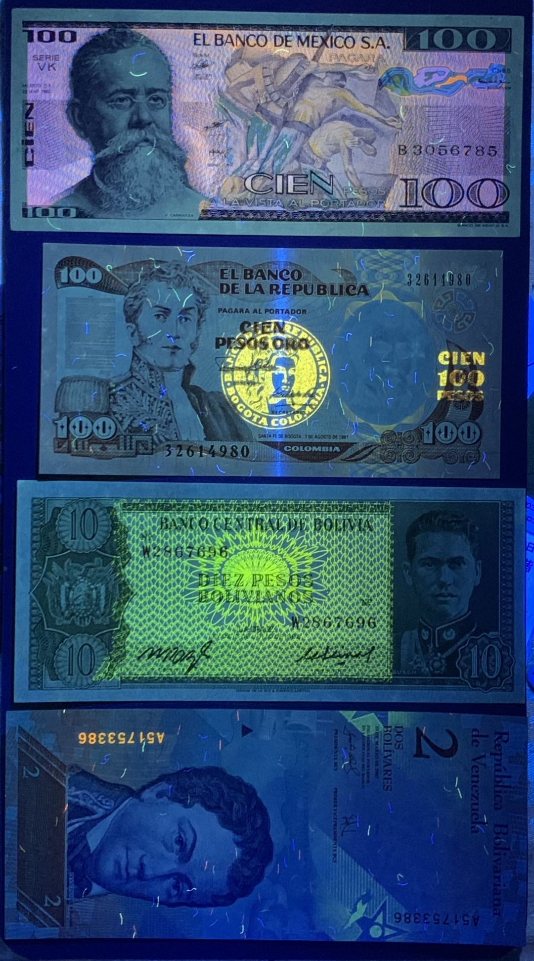 紫瑗钱币—微拍第122期—纸币场 拉丁美洲各国 4枚一组 UNC 