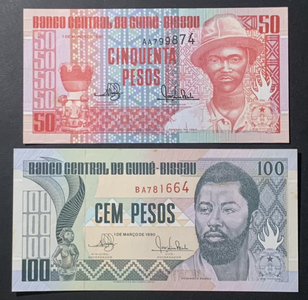 紫瑗钱币—微拍第122期—纸币场 几内亚比绍 1990年 50 100比索 （P10）（P-11）2枚一组 UNC