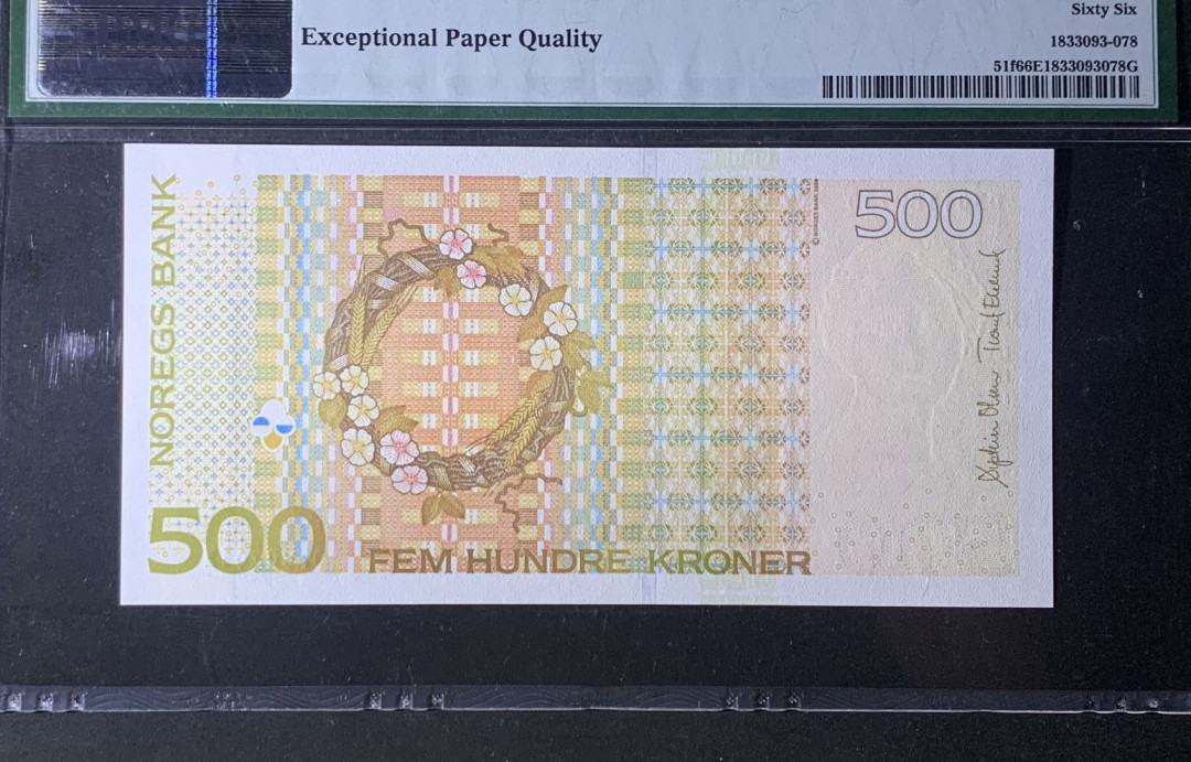 紫瑗钱币—微拍第122期—纸币场 挪威 2012年 500克朗 PMG 66 EPQ （P-51f）