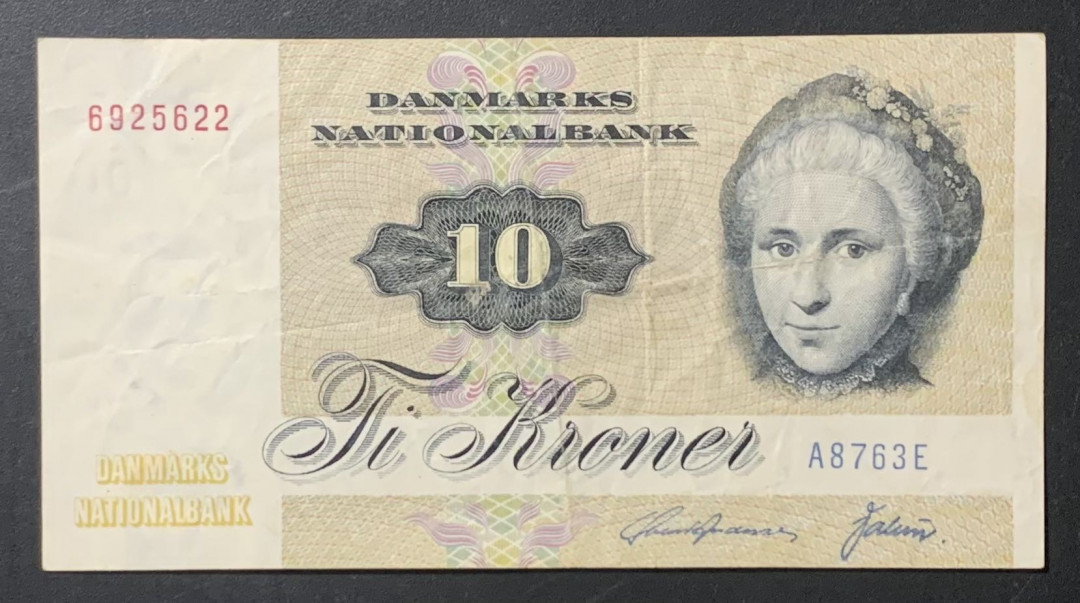 紫瑗钱币—微拍第122期—纸币场 丹麦 1972年 10克朗 （P-48h） 非全新