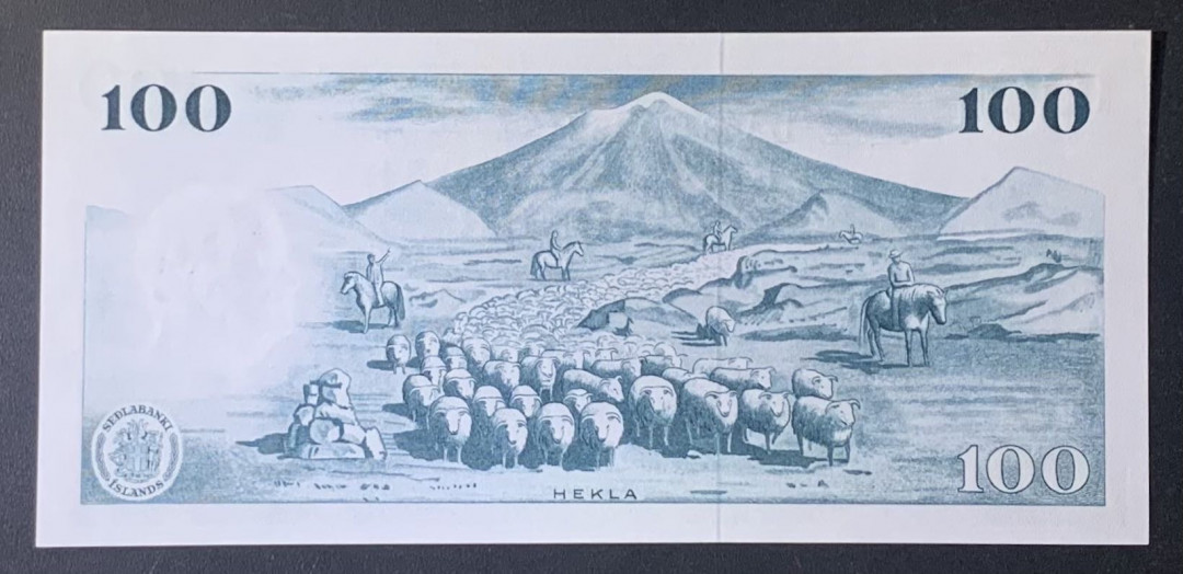 紫瑗钱币—微拍第122期—纸币场 冰岛 1961年 100克朗 （P-44） UNC 