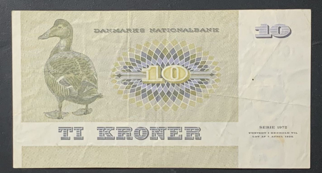 紫瑗钱币—微拍第122期—纸币场 丹麦 1972年 10克朗 （P-48h） 非全新