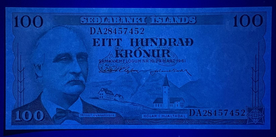 紫瑗钱币—微拍第122期—纸币场 冰岛 1961年 100克朗 （P-44） UNC 