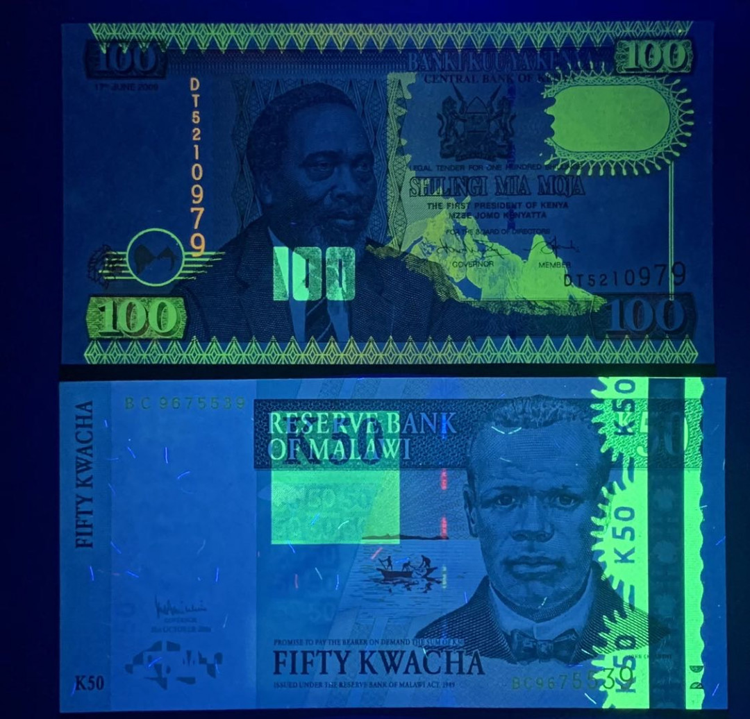 紫瑗钱币—微拍第122期—纸币场 肯尼亚 2010年 100先令 （P-48e） 马拉维 2007年 50克瓦查（P-53c） 2枚一组 UNC