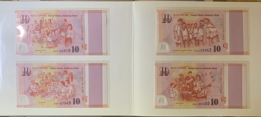 紫瑗钱币—微拍第122期—纸币场 新加坡 2015年 建国50周年 纪念钞 一套6枚 共100新币 原册 UNC