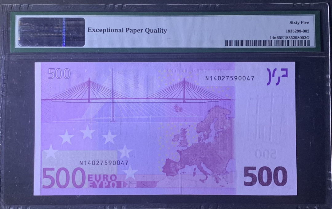 紫瑗钱币—微拍第122期—纸币场 奥地利 2002年 500欧元 PMG 65 EPQ