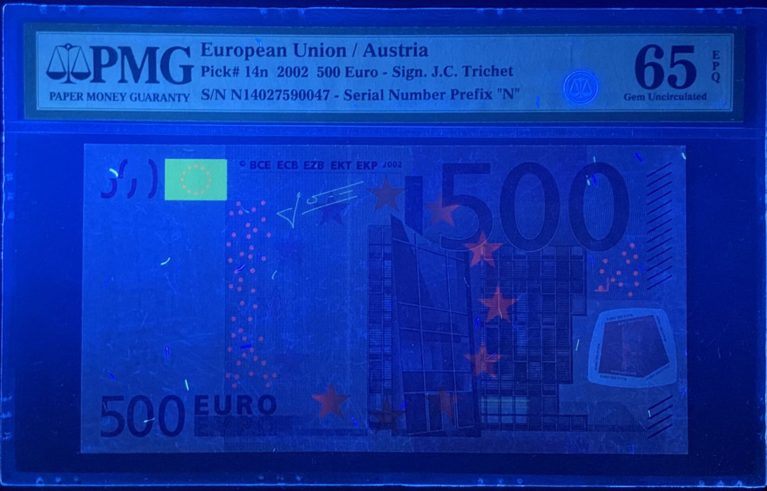 紫瑗钱币—微拍第122期—纸币场 奥地利 2002年 500欧元 PMG 65 EPQ