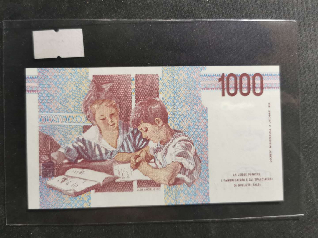 【鲸贝乐淘】千字文·第“磻溪伊尹，佐时阿衡”号拍卖 意大利🇮🇹 1000里拉，最小面值，全新全品UNC 