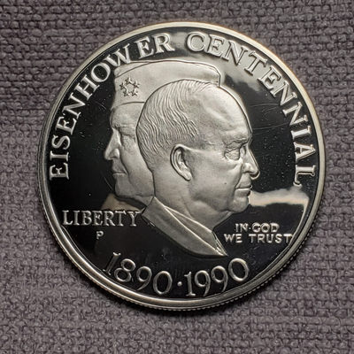 0起1加-纯粹捡漏拍-04场 - 美国1990年1美元艾森豪威尔诞生百年精制纪念银币
