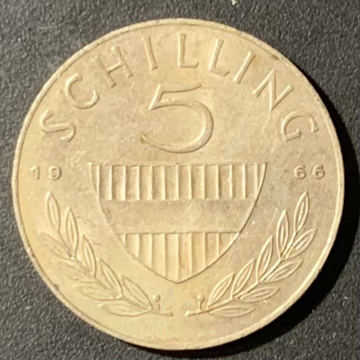 紫瑗钱币—微拍第123期  奥地利 1966年 5先令 5.2克 0.64银