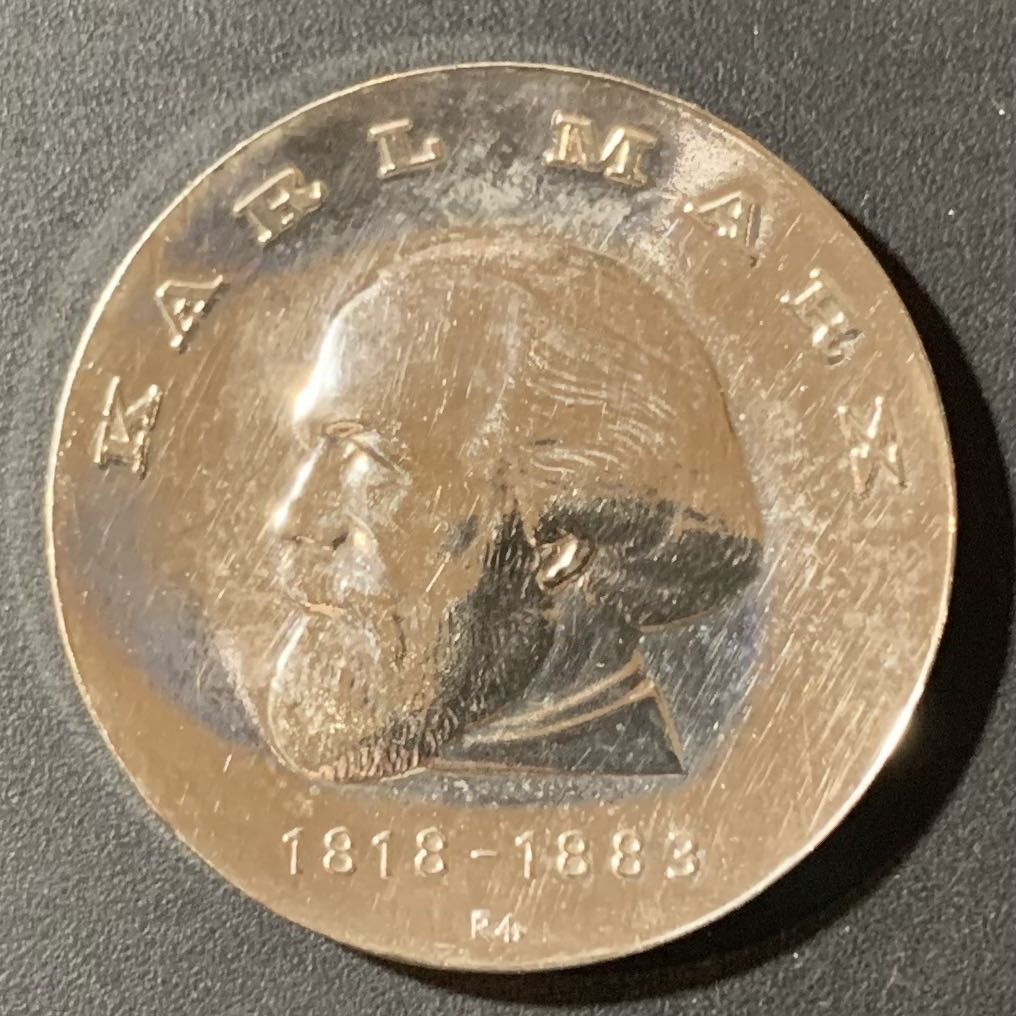 紫瑗钱币—微拍第123期  东德 1968年 马克思诞辰150周年 20马克 20.9克 0.8银