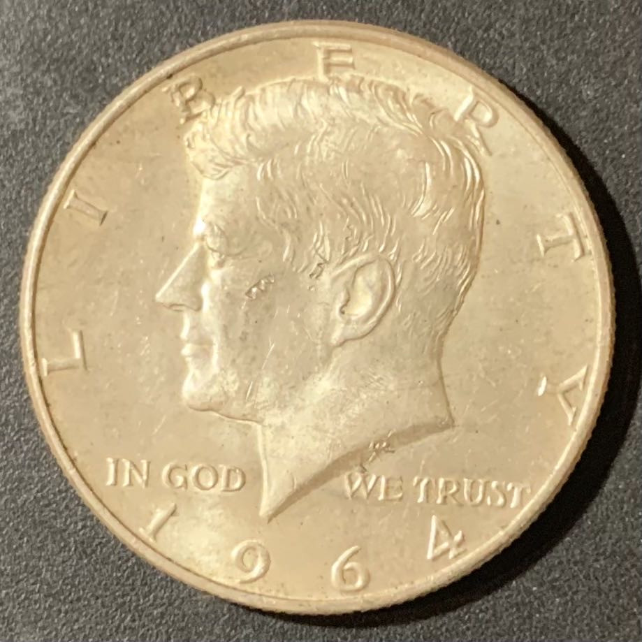 紫瑗钱币—微拍第123期  美国 1964年 肯尼迪 50美分 12.5克 0.9银 UNC