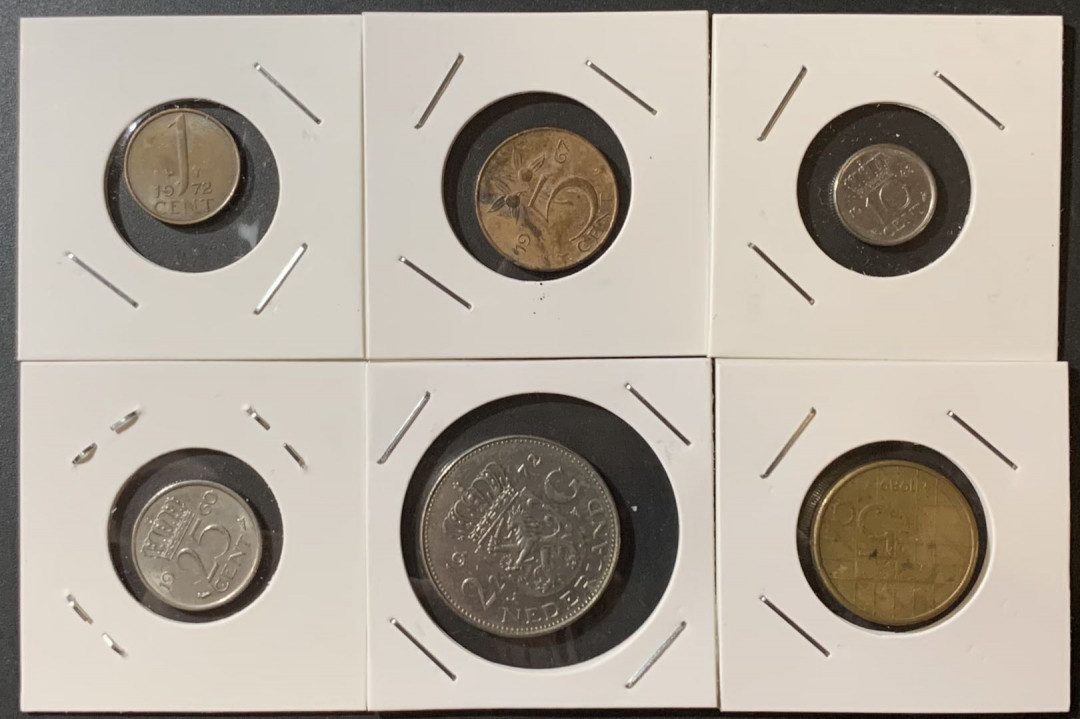 紫瑗钱币—微拍第123期  荷兰 欧元前流通币 1分—5盾 6枚套