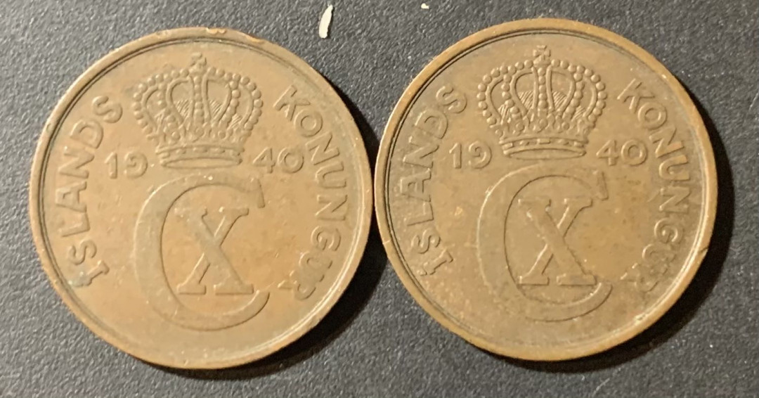 紫瑗钱币—微拍第123期  冰岛 1940年 5奥拉 2枚一组