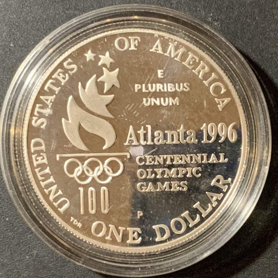 紫瑗钱币—微拍第123期  美国 1996年 亚特兰大奥运会 网球  1元  26.73克 0.9银 精制