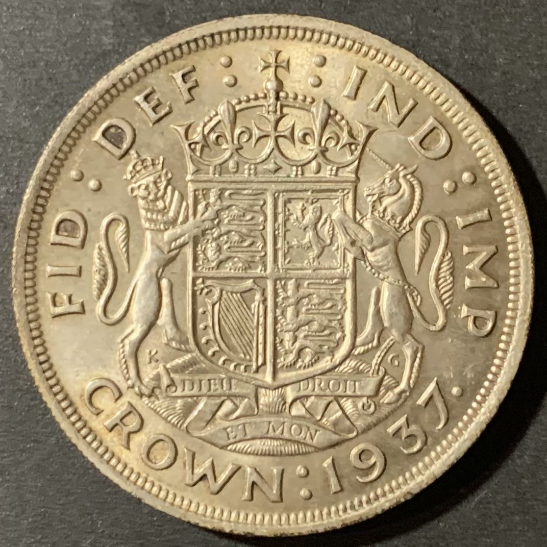 紫瑗钱币—微拍第123期  英国 1937年 乔治六世 1克朗 28.27克 0.5银 UNC