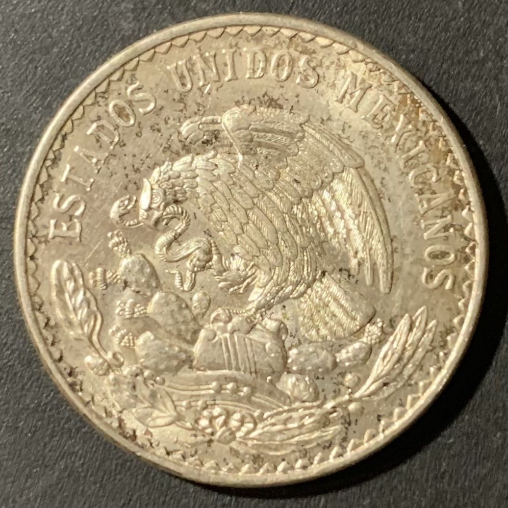 紫瑗钱币—微拍第123期  墨西哥 1948年 胡安 阿尔瓦雷斯 1比索 14克 0.5银