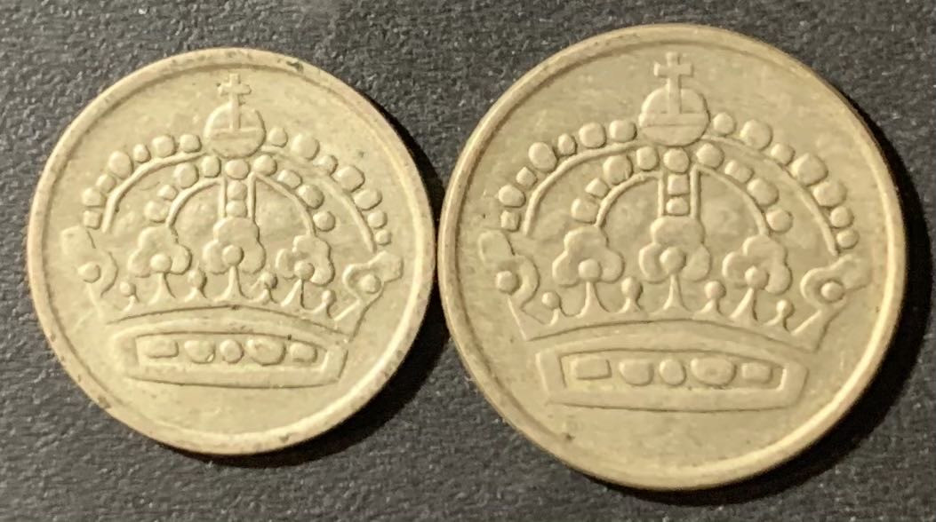 紫瑗钱币—微拍第123期  瑞典 1953年 10 25欧尔 银币 2枚一组